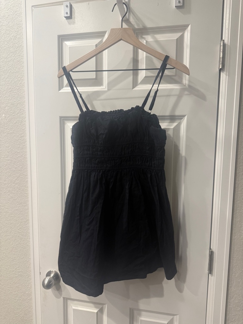 Target Black Smocked Linen Blend Cami Top Size S